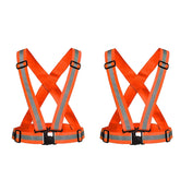 Robustt High Visibility Protective Safety Reflective Vest Belt Jacket, Night Cycling Reflector Strips Cross Belt Stripes Adjustable Vest Safety Jacket (Orange)